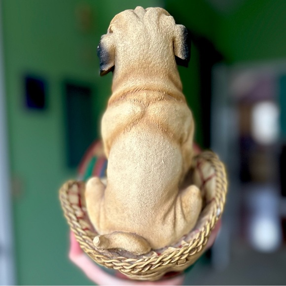 VTG Textured Pug Dog In Bed Doggy Lovers 3D Statue Candle Tea Light Holder - Picture 6 of 13